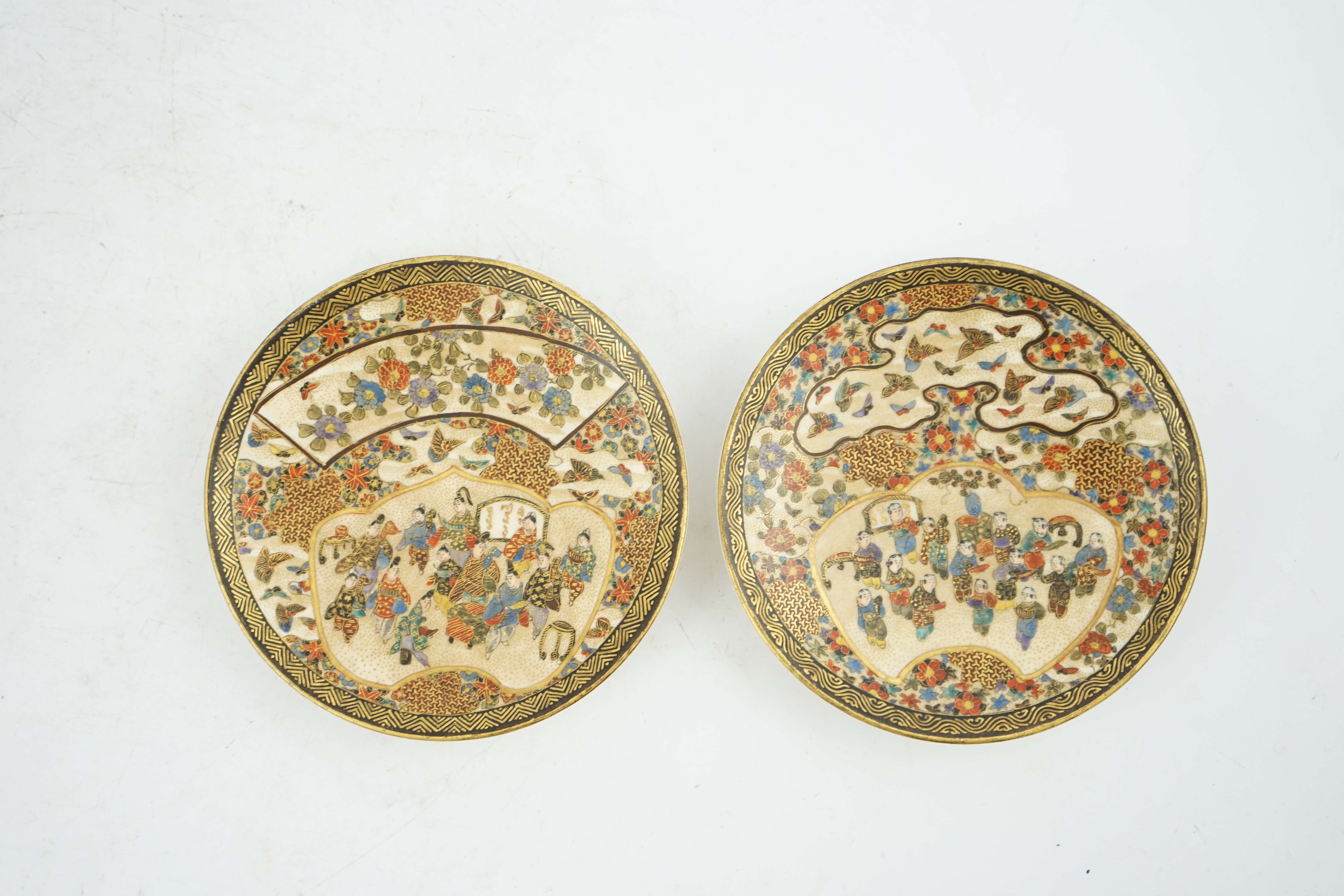 A pair of Japanese Satsuma small dishes, by Kinkozan, early 20th century